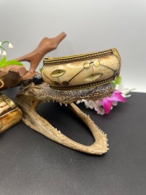Bone and brass hinged bangle vintage